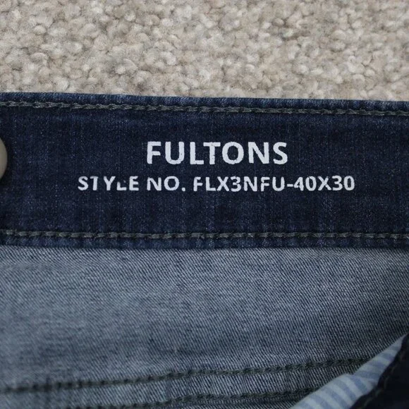 Mugsy Fultons Jeans Mens 40X30 Blue Dark Wash 5-Pocket Stretch Denim FLX3NFU
